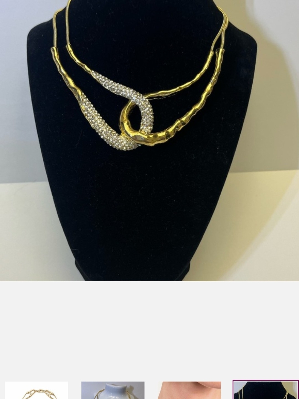 Natasha Gold and Silver Crystal Interlock Necklace Bnwt HL